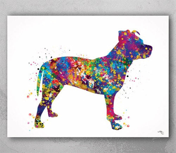 Pitbull Dog Watercolor Print Pitbull Natural Ear Doglover Gift Fine Art Print Memorial Pet Gift Wall Decor Art Home Decor Wall Hanging-1558