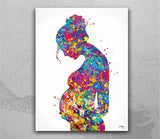 Pregnant Art Watercolor Print Pregnancy Gift Gynecology Obstetrician Nursing Baby Shower New Mum Medical Office Art Clinic Midwife Gift-1213