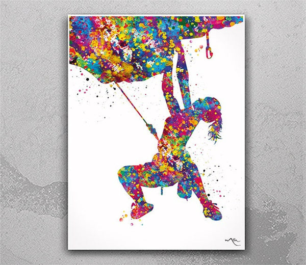 Climber Girl Watercolor Print Rock Climbing Gift Extreme Sport Women Poster Extreme Sport Adventure Outdoor Like a Girl Wall Art Decor-1397