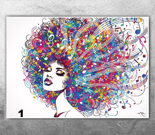 Girl Music Notes Watercolor Print Treble Clef Art Print Art Print Musician Gift Wall Decor Wall Art Housewarming Music Room Party Decor-2842