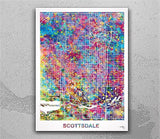 Scottsdale Map Watercolor Print Wall Art Scottsdale Gift USA City Wanderlust, Wall Hanging Map of Arizona Home Town Map Travel Gift-2893