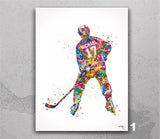 Roller Hockey Player Male Boy Man Personalized Watercolor Print inline Hockey Boys Personalized Gift Customize Hockey Wall Art-2407