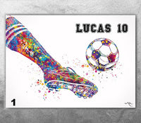 Soccer Poster Personelized Watercolor Print Male Football Gift Soccer Player Boy Soccer Man Personalized Gift Customize Gift Wall Art-2760