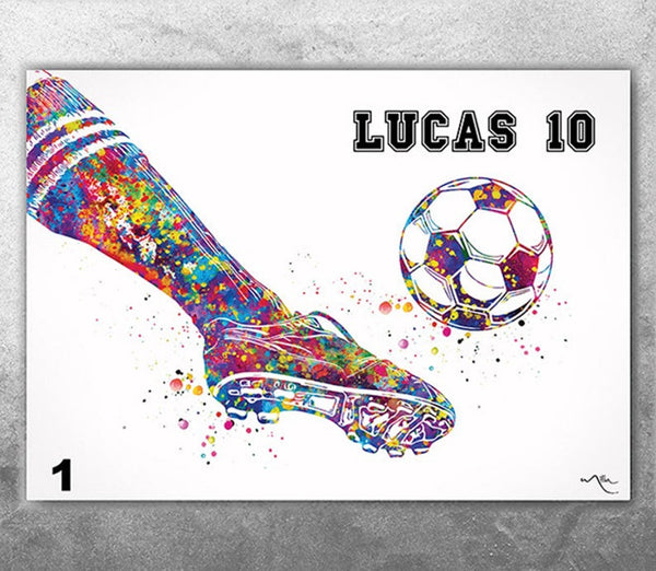 Soccer Poster Personelized Watercolor Print Male Football Gift Soccer Player Boy Soccer Man Personalized Gift Customize Gift Wall Art-2760
