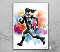 Personalized Rugby Player Girl Watercolor Print Female Rugby Gift Rugby Football Player Woman Rugby Personalised Customize Wall Art-2829