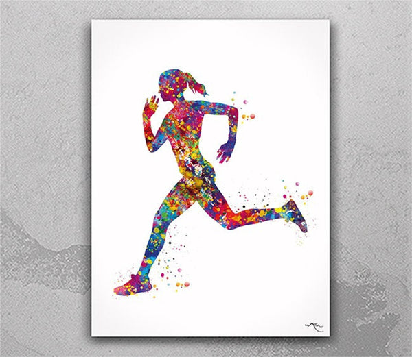 Runner Woman Watercolor Print Runner Woman Female Girl Marathon Winner Art Athlete Personalised Gift Poster Sports Running Gift Runners-1499