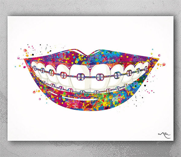 Tooth Bracelet Dentist Art Watercolor Print Tooth Teeth Anatomical Dental Office Dentistry Dental Art Implant Orthodontic Orthodontist-560