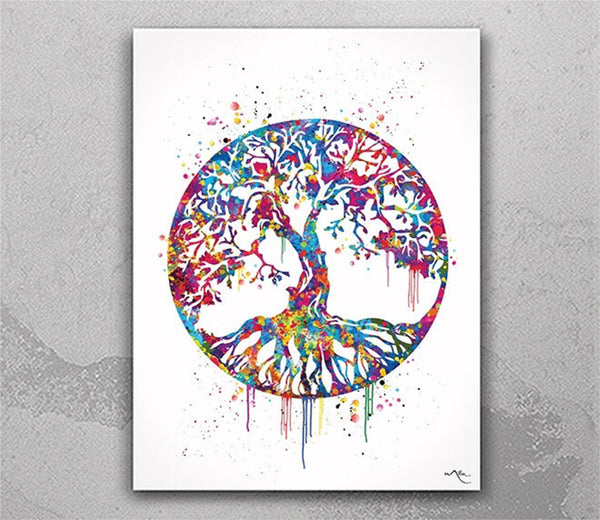 Tree of Life Watercolor Print Wall Art Wedding Gift Nature Yoga Studio Family Housewares Housewarming Gift Buddha Home Decor House Decor-451