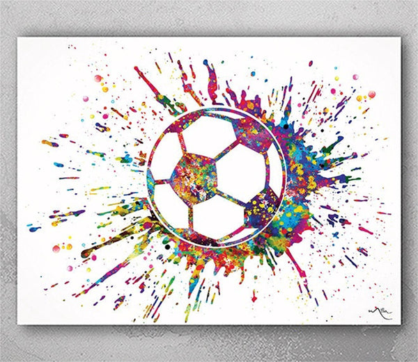 Soccer Ball Watercolor Print Soccer Man Soccer Boy Nursery Football Ball Poster Wall Art Wall Decor Run With Your Heart Sport Wall Art-1970