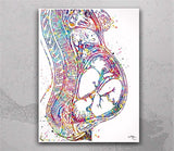 Twin Pregnancy Watercolor Print Womb Pregnancy Anatomy Gynecology Obstetrician Nursing Midwife Baby Fetus Medical Art Clinic Doctor Gift-869