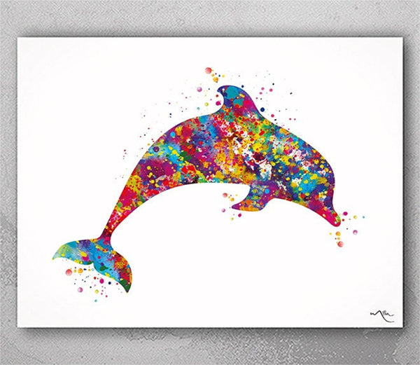 Dolphin Watercolor Print Nursery Decor Wall Art Poster Dolphins Wall Decor Housewarming Gift Teen Bedroom Home Decor Clinic Wall Hanging-676