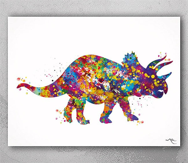 Triceratops Dinosaur Watercolor Print Dino Poster Art Print For Kids Bedroom Children's Wall Art Wall Decor Art Home Decor Wall Hanging-2331