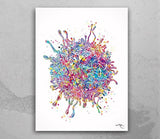 T-Cell Watercolor Print Immune Cells Medical Art Science Histology T Cells Biology Art Oncology immunology Clinic Office Cancer Chemo-1472
