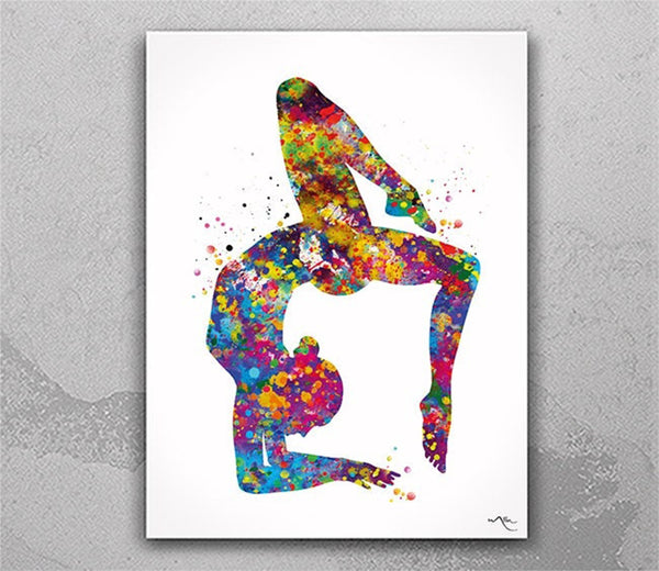 Yoga Art, Yoga Print, Yoga Girl Watercolor, Vrischikasana Pose, Yogi, Yoga Decor, Scorpion Pose, Yoga Wall Decor, Wall Hanging, Gift-1640