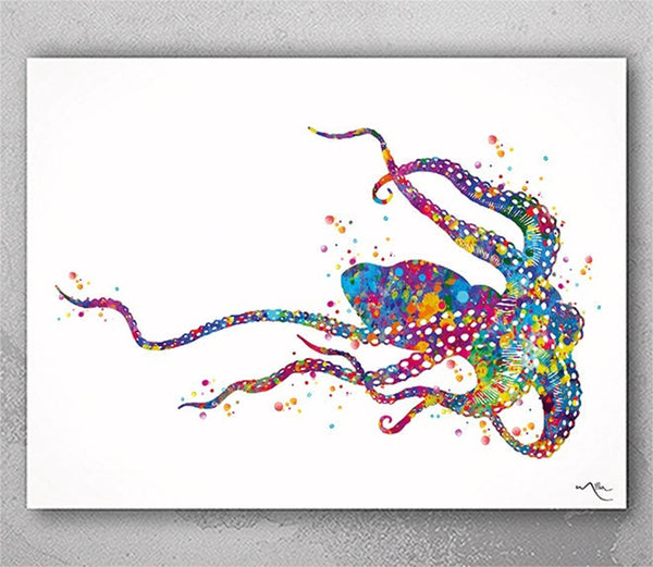 Octopus Watercolor Print Sea Life Art Print Coastal Living Wall Art Poster Cottage DEcor Sea Side Wall Decor Art Home Decor Wall Hanging-488