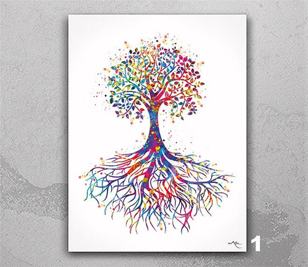 Tree Rooted Watercolor Print Wedding Gift Tree of Life Housewarming Gift Wall Decor Art Nursery Decor Family Home Decor Wall Art Gift-508