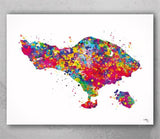 Bali Map Watercolor Print Travel Art Anniversary Gift Indonesia Bali Print Map Love Honeymoon Gift Traveller Wedding Gift Wanderlust-946