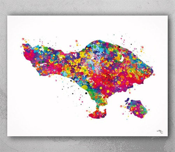Bali Map Watercolor Print Travel Art Anniversary Gift Indonesia Bali Print Map Love Honeymoon Gift Traveller Wedding Gift Wanderlust-946