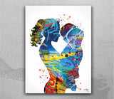 Mother and Two Sons Twins Watercolor Print Mother with Baby Twin Baby Mother and Childrens Mother and Kids Baby Shower Nursery Decor-1559