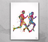 Runners Watercolor Print Canvas Runner Woman Man Couple Marathon Winner Gift Sport Poster Motivational Inspirational Running Gift-1382