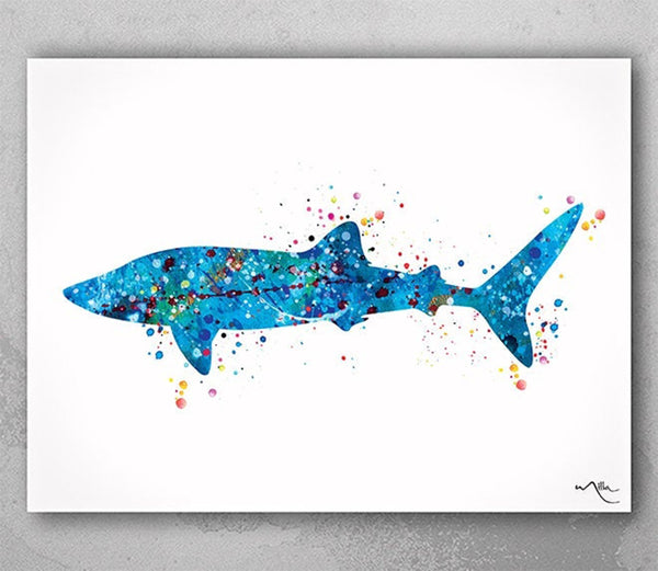 Whale Shark Art Watercolor Print Fish Decor Sea Life Art Print Sea Decor Wall Art Poster Coastal Wall Decor Art Home Decor Wall Hanging-2027
