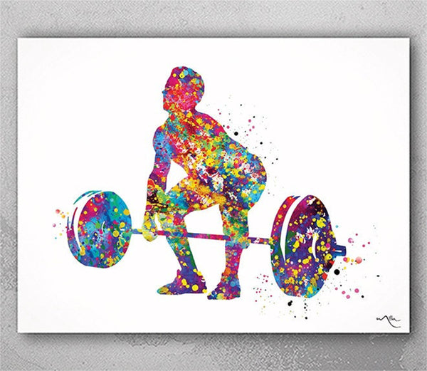 Man Weight Lifter Watercolor Print Male Boy Weightlifter Gift Art Wall Decor Gym Fitness Power Lifter Strong Dad Gift Sport Wall Art-1704