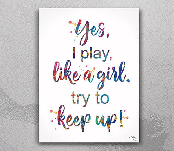 Like a Girl Quote Watercolor Print Typography Girl Power Wall Art Inspirational Girl Boss Art Decor Girl Motivational Quote  Wall Art-1209