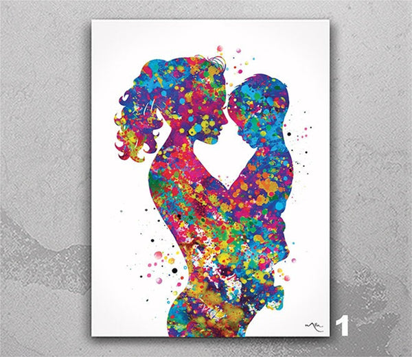 Mother and Son Watercolor Print Parent Gift Family Love Mother and Children Mother and Kids Mum Baby Shower Mom Poster Nursery Wall Decor-45
