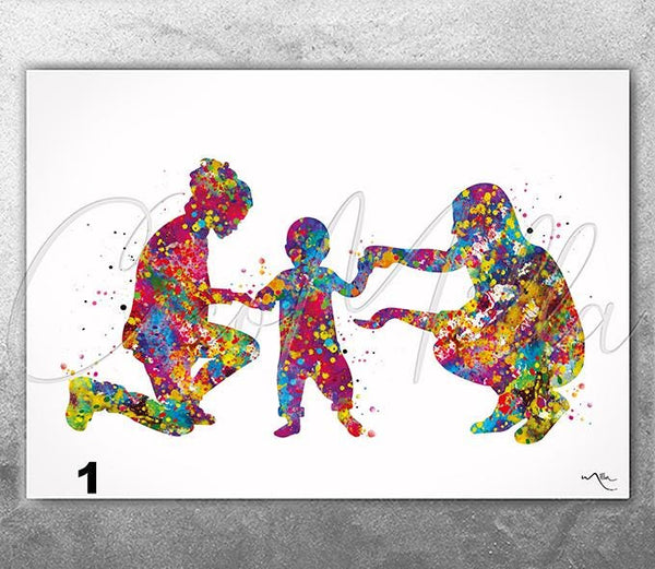 Two Moms Watercolor Print Same Sex New Moms LGBT Family Love Wins Wedding Gift Wall Art Gay Lesbian Gift Art Home Decor Mrs and Mrs-1729