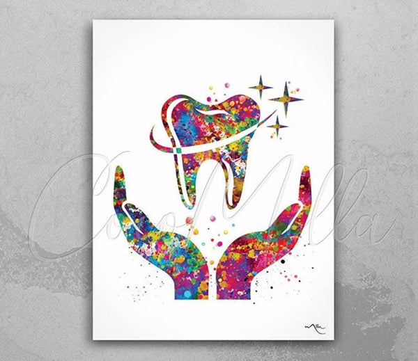 Dental Care Art Watercolor Print Tooth Medical Art Surgeon Dental Clinic Decor Gift Dental Dentist Art Dentistry Office Dental Hygienist-708