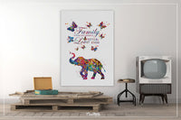 Elephant Family Quote Butterfly Art Watercolor Print Painting Wedding Gift idea Wall Art Nursery Wall Decor Art Home Decor Wall Hanging-1681