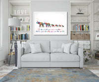 Elephant Family Mom Dad and Four Baby Watercolor Print Quote Art Wedding Gift Family Print Wall Art Home Decor Housewarming Wall Prints-1863