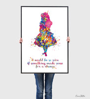 Alice in Wonderland Quote Watercolor Print Inspirational Quote Nursery Decor Wall Art Wall Decor Home Decor For Girls Wall Hanging-1824