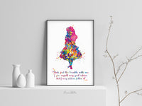 Alice in Wonderland Quote Watercolor Print Inspirational Quote Nursery Decor Wall Art Wall Decor Home Decor For Girls Wall Hanging-1825