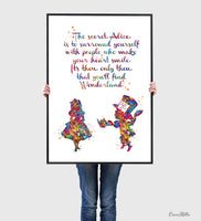 Alice in Wonderland Watercolor Print inspirational Quote Nursery Wall Art Gift Wall Decor Home Decor for Girls Baby Shower Wall Hanging-1763