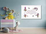 Alice in Wonderland Watercolor Print inspirational Quote Nursery Wall Art Gift Wall Decor Home Decor for Girls Baby Shower Wall Hanging-1762