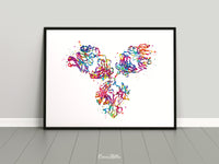 Antibody Structure Watercolor Print Antibodies Medical Art immunology Immunoglobulin immune system IgG CANVAS Doctor Office Clinic Art-1812