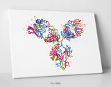 Antibody Structure Watercolor Print Antibodies Medical Art immunology Immunoglobulin immune system IgG CANVAS Doctor Office Clinic Art-1812