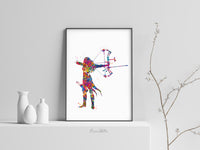 Archer Woman Watercolor Print Archery Female Girl Mom Bow and Arrow Girls Bowhunting Wall Art Fearless Girl Warrior Woman Wall Hanging-1835