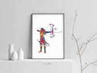 Archer Woman Watercolor Print Archery Female Girl Mom Bow and Arrow Girls Bowhunting Wall Art Fearless Girl Warrior Woman Wall Hanging-1835