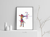 Archer Woman Watercolor Print Archery Female Girl Mom Bow and Arrow Girls Bowhunting Wall Art Fearless Girl Warrior Woman Wall Hanging-1835