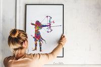 Archer Woman Watercolor Print Archery Female Girl Mom Bow and Arrow Girls Bowhunting Wall Art Fearless Girl Warrior Woman Wall Hanging-1835