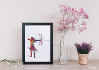 Archer Woman Watercolor Print Archery Female Girl Mom Bow and Arrow Girls Bowhunting Wall Art Fearless Girl Warrior Woman Wall Hanging-1835