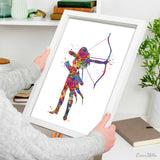 Archery Girl Watercolor Print Archery Female Woman Mom Bow and Arrow Girls Bowhunting Wall Art Fearless Girl Warrior Woman Wall Hanging-1757