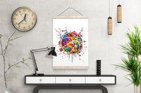 Basketball BALL Watercolor Print Jumpman Basketball Sport Wall Art NBA Poster Wall Decor Art Geek Nerd Sports Basketball Wall Hanging-1725