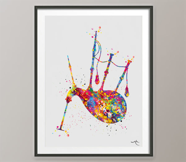 Bagpipe Watercolor Print Scottish Music Instrument Wall Art Poster Wall Decor Music Decor Bagpipe Player Scotland Gift Wall Hanging-143