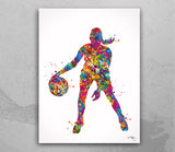 Basketball Player Girl Watercolor Print Female Woman Mom Basketball Player Gift Sport Wall Art Sports Basketball Art Decor Wall Hanging-1750