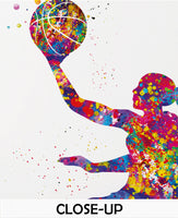 Basketball Player Girl Watercolor Print Female Woman Mom Basketball Player Gift Sport Wall Art Sports Basketball Art Decor Wall Hanging-1751