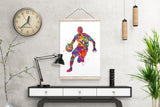 Basketball Player Man Watercolor Print Jumpman Basketball Sport Wall Art NBA Poster Wall Decor Sports Basketball Poster Wall Hanging-1753