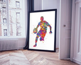 Basketball Player Man Watercolor Print Jumpman Basketball Sport Wall Art NBA Poster Wall Decor Sports Basketball Poster Wall Hanging-1753